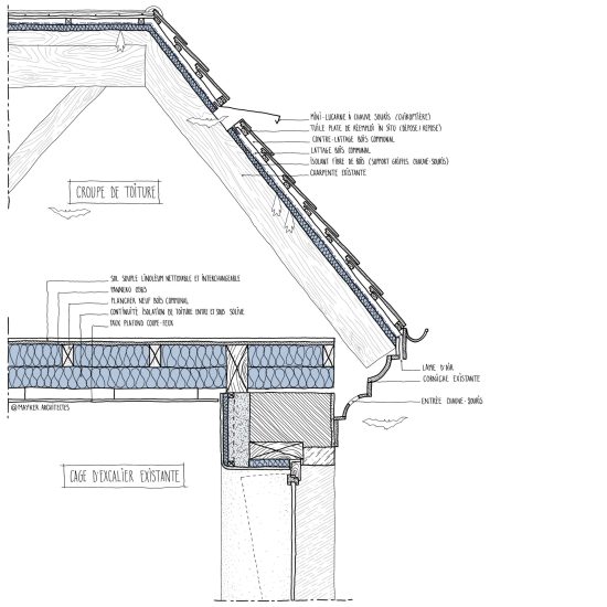 MAYKER-Croquis espace chauve-souris coupe sur cage d'escalier
